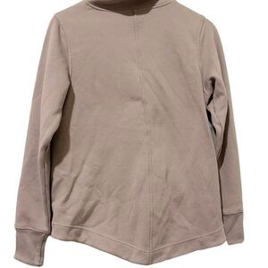 *SET*Athleta Cozy Taupe Funnel‎ Neck Sweatshirt & Zip Hem Joggers Women’s Small